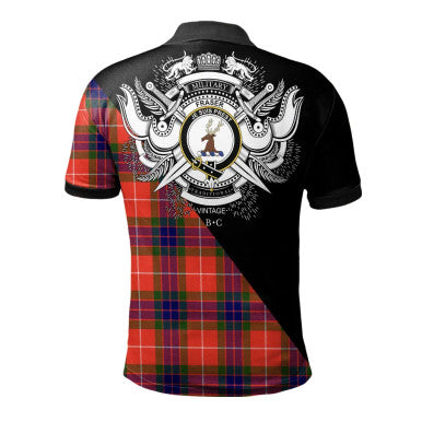 Scottish Turnbull Hunting Clan Crest Tartan Polo Shirt - Military Logo Back Side Tartan Plaid