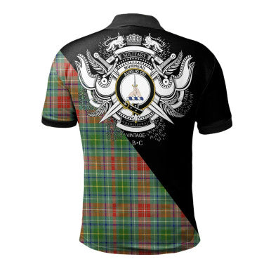 Scottish Walkinshaw Clan Crest Tartan Polo Shirt - Military Logo Back Side Tartan Plaid