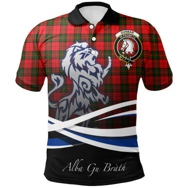 Scottish Dunbar Modern Clan Crest Tartan Polo Shirt - Scotland Lion Front Side Tartan Plaid