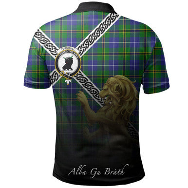 Scottish Turnbull Hunting Clan Crest Tartan Polo Shirt - Celtic with Scotland Lion Back Side Tartan Plaid