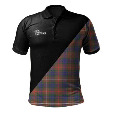 Scottish Wauchope Clan Crest Tartan Polo Shirt - Military Logo Front Side Tartan Plaid