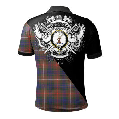 Scottish Wauchope Clan Crest Tartan Polo Shirt - Military Logo Back Side Tartan Plaid
