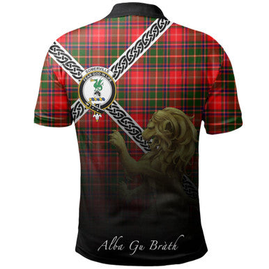 Scottish Somerville Modern Clan Crest Tartan Polo Shirt - Celtic with Scotland Lion Back Side Tartan Plaid