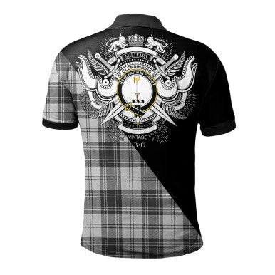 Scottish Wishart Dress Clan Crest Tartan Polo Shirt - Military Logo Back Side Tartan Plaid