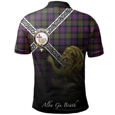 Scottish MacDonald Modern Clan Crest Tartan Polo Shirt - Celtic with Scotland Lion Back Side Tartan Plaid