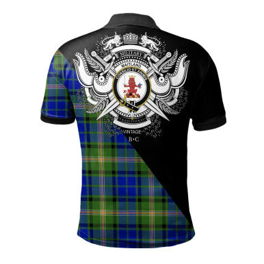 Scottish Young Modern Clan Crest Tartan Polo Shirt - Military Logo Back Side Tartan Plaid