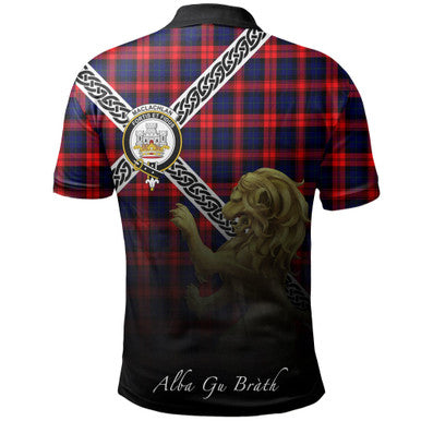 Scottish MacLachlan Modern Clan Crest Tartan Polo Shirt - Celtic with Scotland Lion Back Side Tartan Plaid