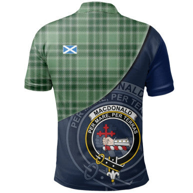 Scottish MacDonald Lord of the Isles Hunting Clan Crest Tartan Polo Shirt - Bend Style Back Side Tartan Plaid