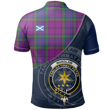 Scottish Wardlaw Modern Clan Crest Tartan Polo Shirt - Bend Style Back Side Tartan Plaid