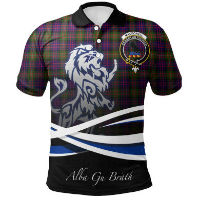 Scottish MacDonnell of Glengarry Modern Clan Crest Tartan Polo Shirt - Scotland Lion Front Side Tartan Plaid