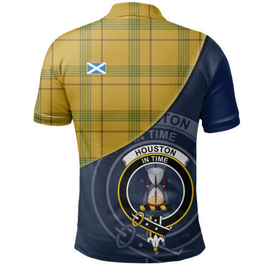 Scottish Houston Clan Crest Tartan Polo Shirt - Bend Style Back Side Tartan Plaid