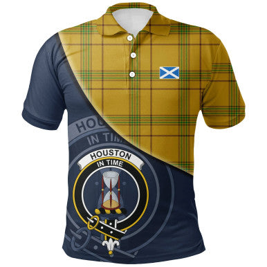 Scottish Houston Clan Crest Tartan Polo Shirt - Bend Style Front Side Tartan Plaid