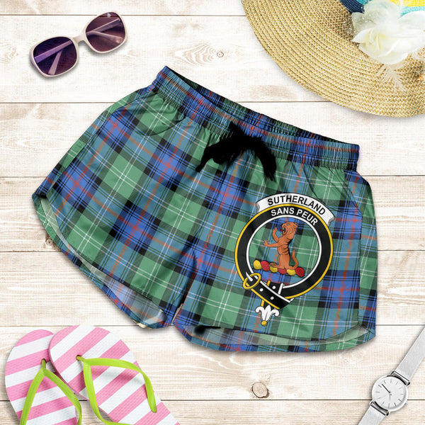 Scottish Sutherland Old Ancient Clan Crest Tartan Women Shorts