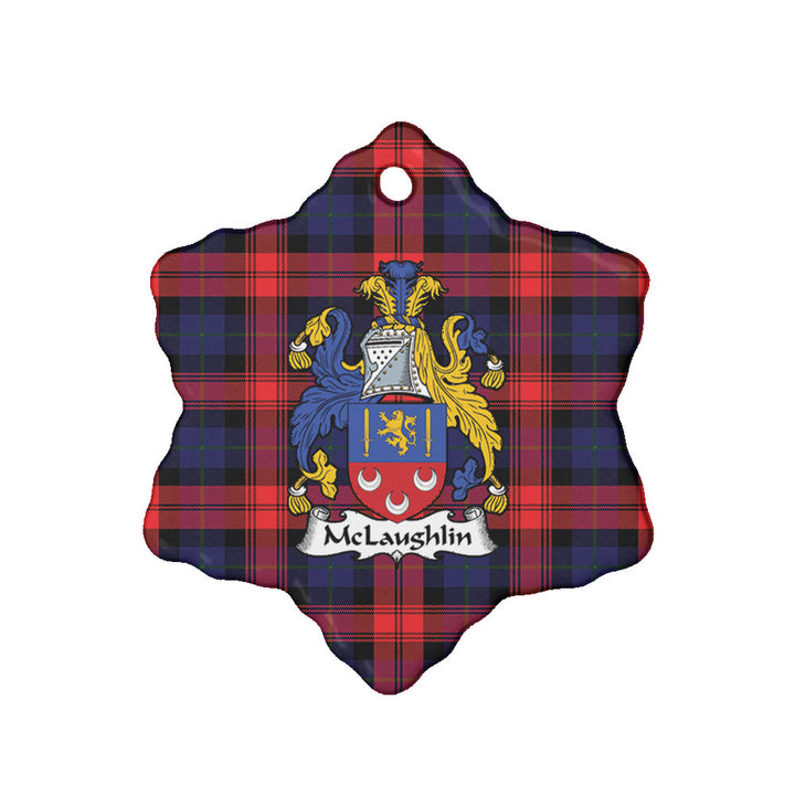 Scottish McLaughlin Clan Crest Tartan Ceramic Ornament Snow Flake Shape Tartan Plaid