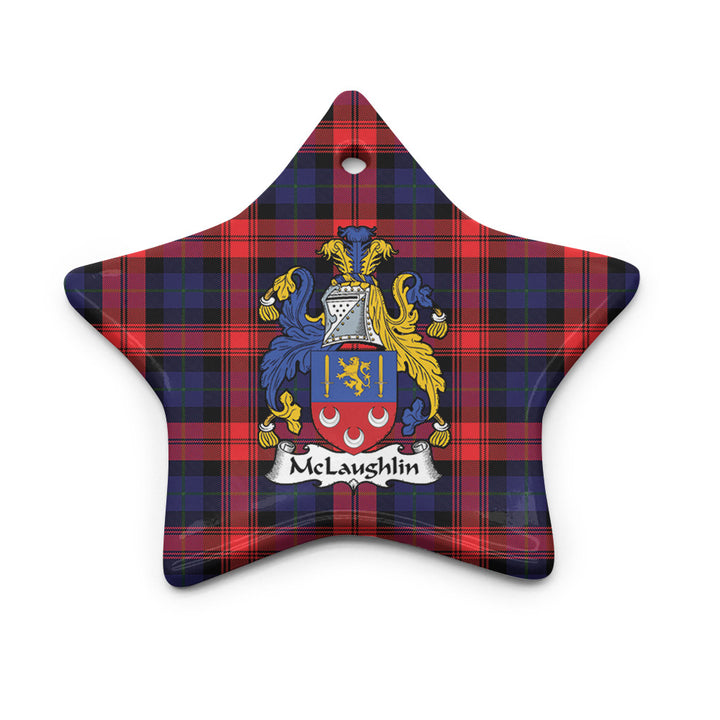 Scottish McLaughlin Clan Crest Tartan Ceramic Ornament Star Shape Tartan Plaid