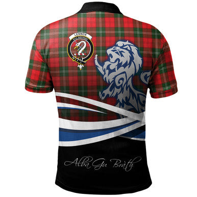 Scottish Lennox Modern Clan Crest Tartan Polo Shirt - Scotland Lion Back Side Tartan Plaid
