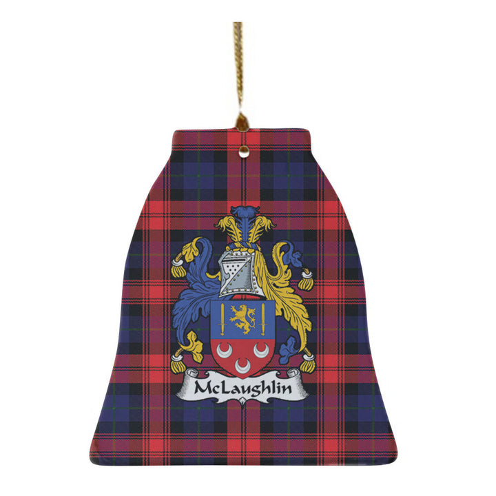 Scottish McLaughlin Clan Crest Tartan Ceramic Ornament Bell Shape Tartan Plaid