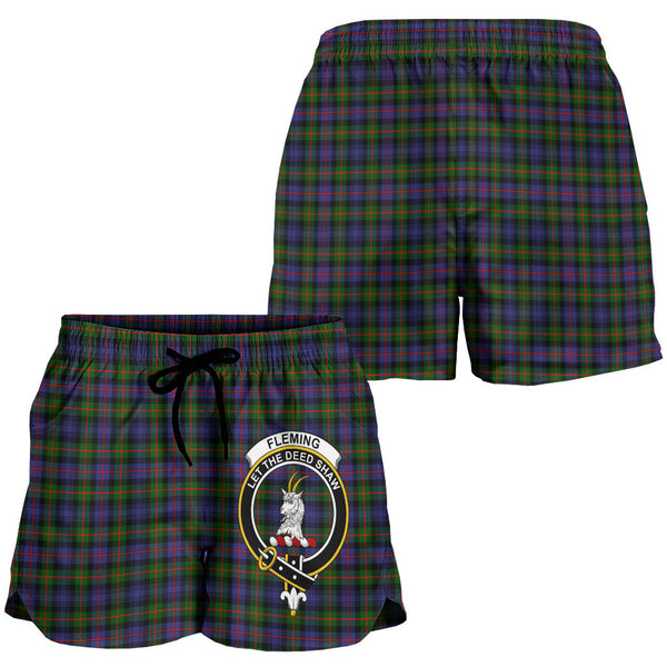 Scottish Fleming Clan Crest Tartan Women Shorts Tartan Plaid 3