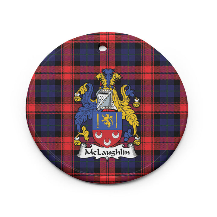 Scottish McLaughlin Clan Crest Tartan Ceramic Ornament Circle Shape Tartan Plaid