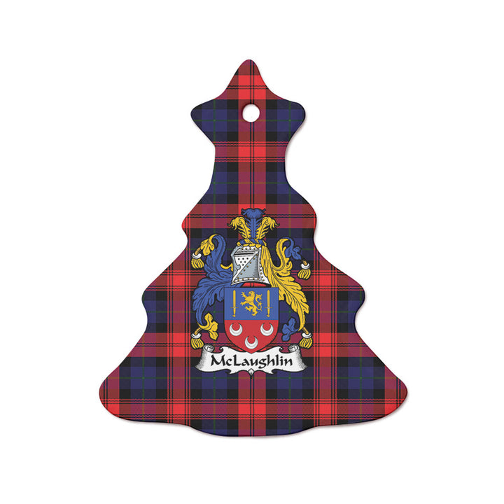 Scottish McLaughlin Clan Crest Tartan Ceramic Ornament Tree Shape Tartan Plaid
