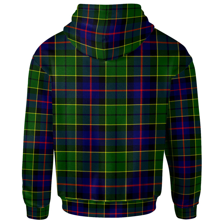 Scottish Forsyth Clan Crest Tartan Hoodie Back Side Tartan Plaid