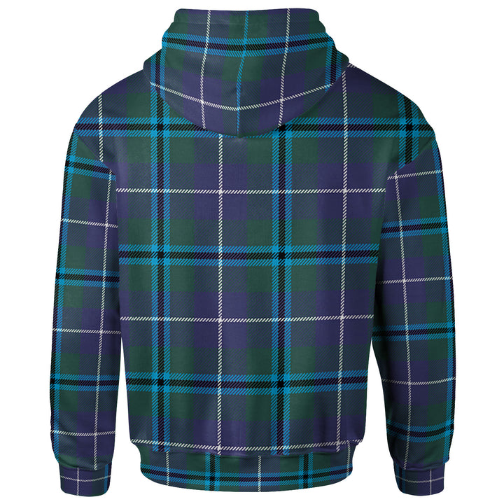 Scottish Douglas Clan Crest Tartan Hoodie Back Side Tartan Plaid