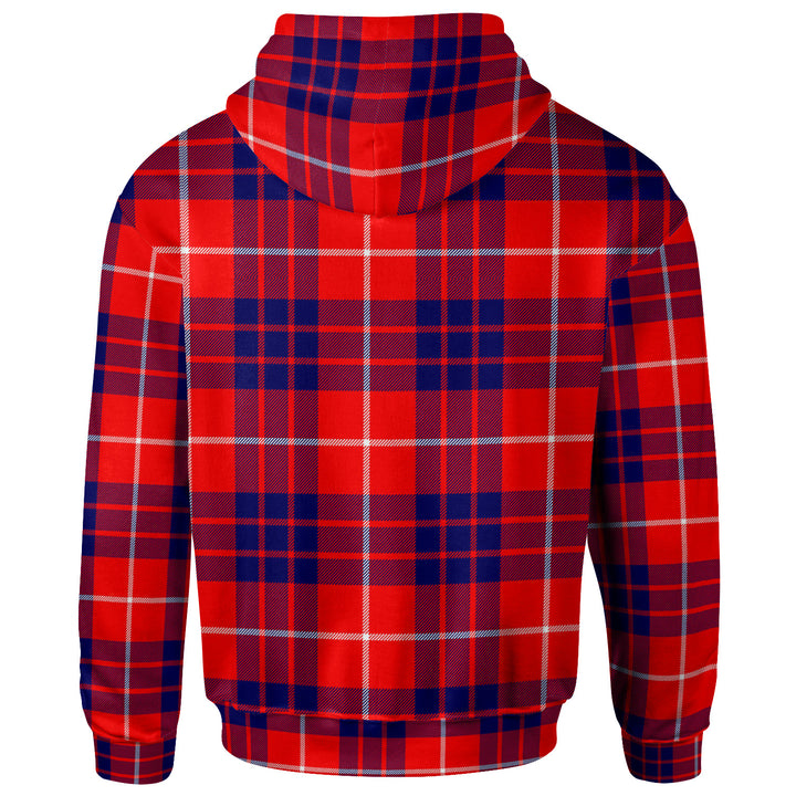 Scottish Hamilton Clan Crest Tartan Hoodie Back Side Tartan Plaid