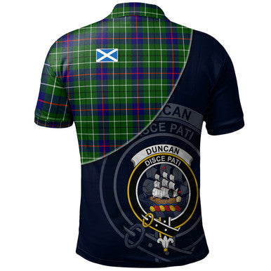 Scottish Duncan Modern Clan Crest Tartan Polo Shirt - Bend Style Back Side Tartan Plaid