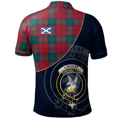 Scottish Lindsay Modern Clan Crest Tartan Polo Shirt - Bend Style Back Side Tartan Plaid
