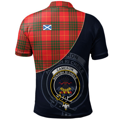 Scottish Cameron Modern Clan Crest Tartan Polo Shirt - Bend Style Back Side Tartan Plaid