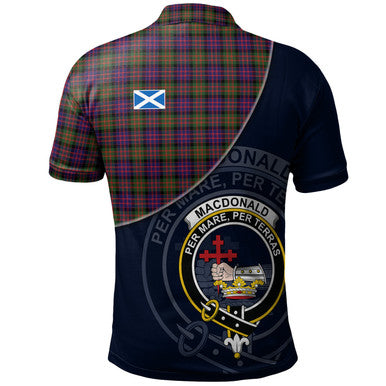 Scottish MacDonald Modern Clan Crest Tartan Polo Shirt - Bend Style Back Side Tartan Plaid