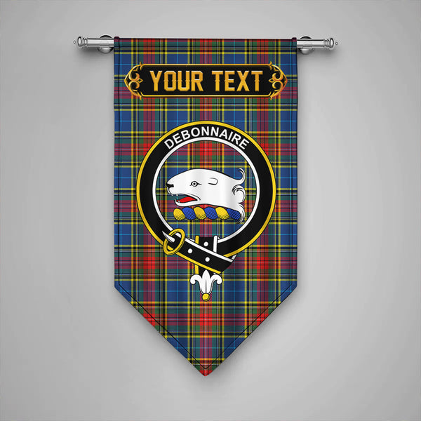 Scottish Bethune Modern Clan Crest Tartan Gonfalon Custom Personalized Tartan Plaid