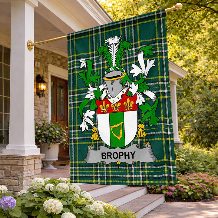 Irish Brophy Family Crest Tartan Flag Parade Vertical Style ...