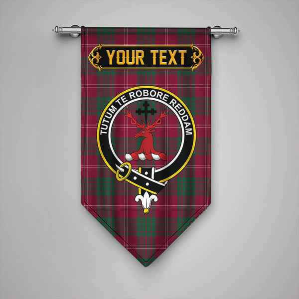 Scottish Crawford Red Modern Clan Crest Tartan Gonfalon Custom Personalized Tartan Plaid