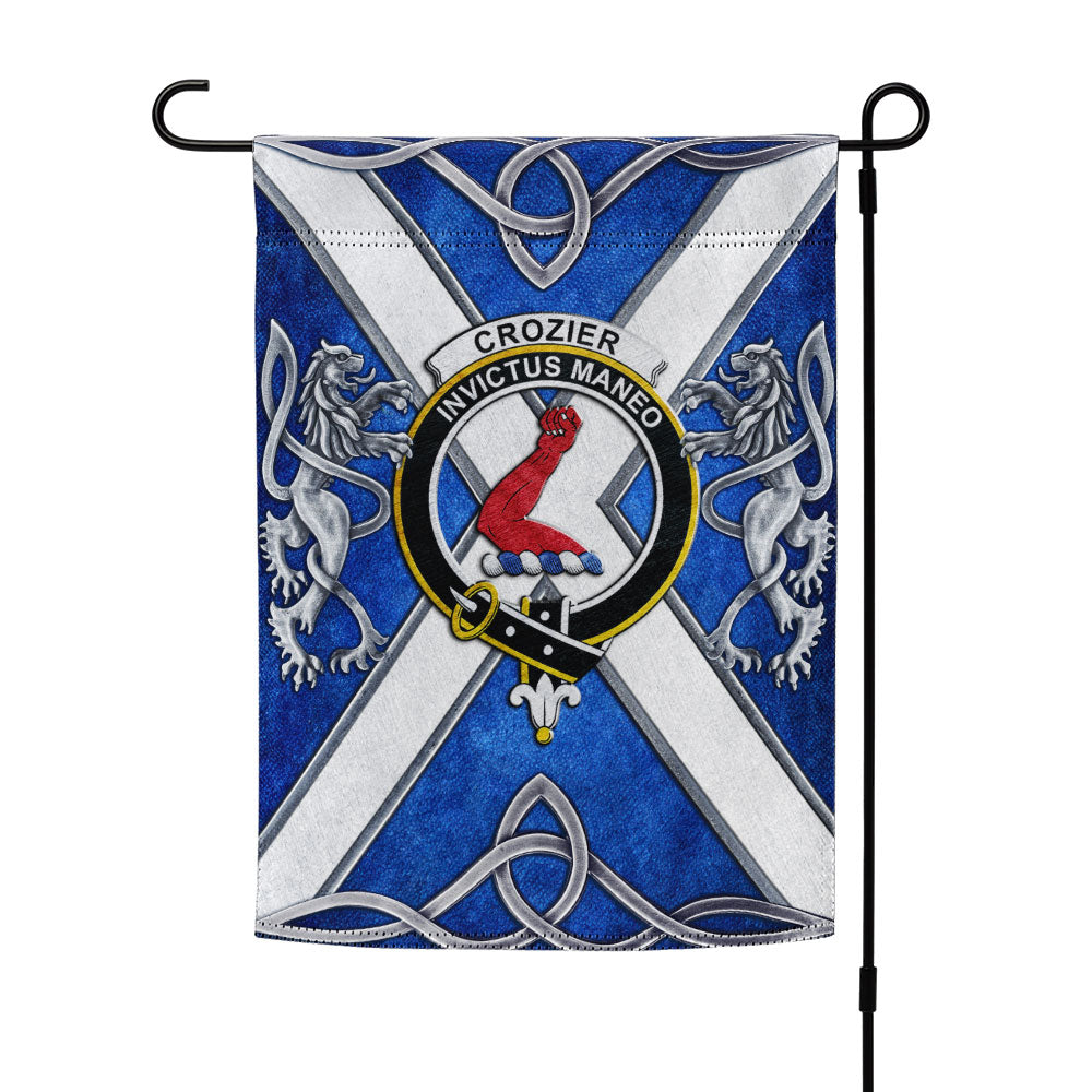 Coloraco Flag Scottish Crozier Clan Badge Garden Flag Silver Rampant Lion Emblem ...