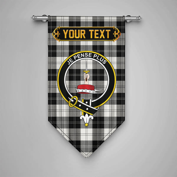 Scottish Erskine Black & White Clan Crest Tartan Gonfalon Custom Personalized Tartan Plaid