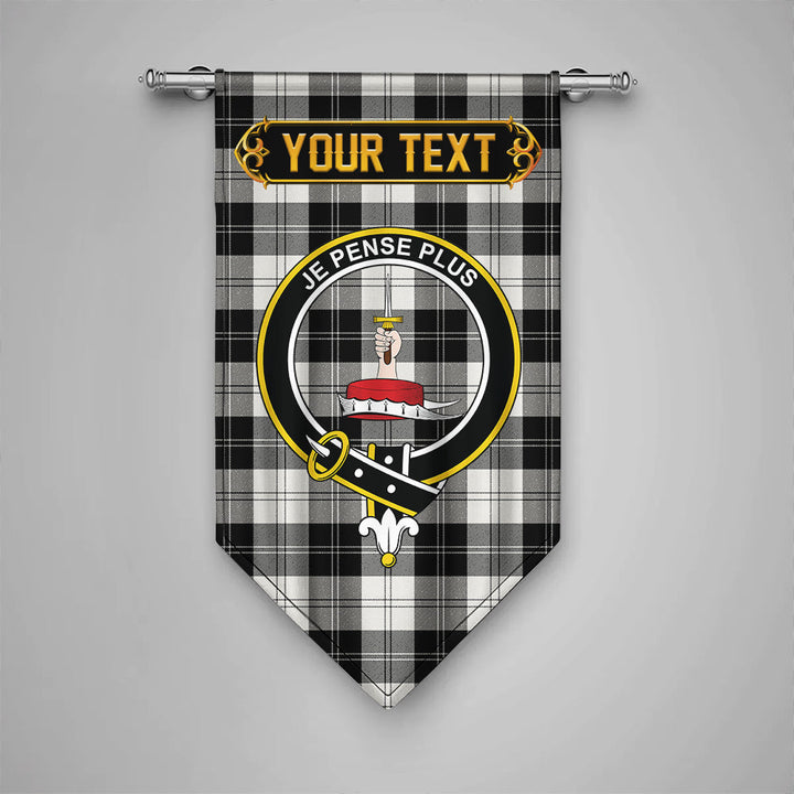 Scottish Erskine Black & White Clan Crest Tartan Gonfalon Custom Personalized Tartan Plaid