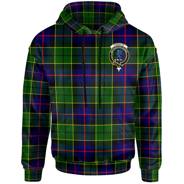 Scottish Forsyth Clan Crest Tartan Hoodie Front Side Tartan Plaid