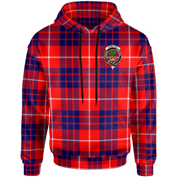 Scottish Hamilton Clan Crest Tartan Hoodie Front Side Tartan Plaid