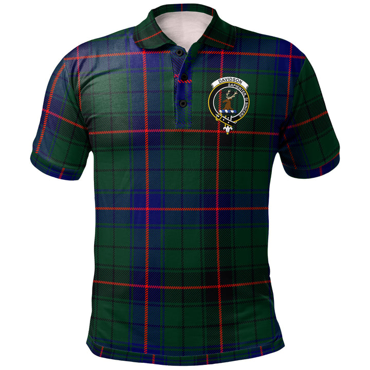 Scottish Davidson Clan Crest Tartan Polo Shirt Front Side Tartan Plaid