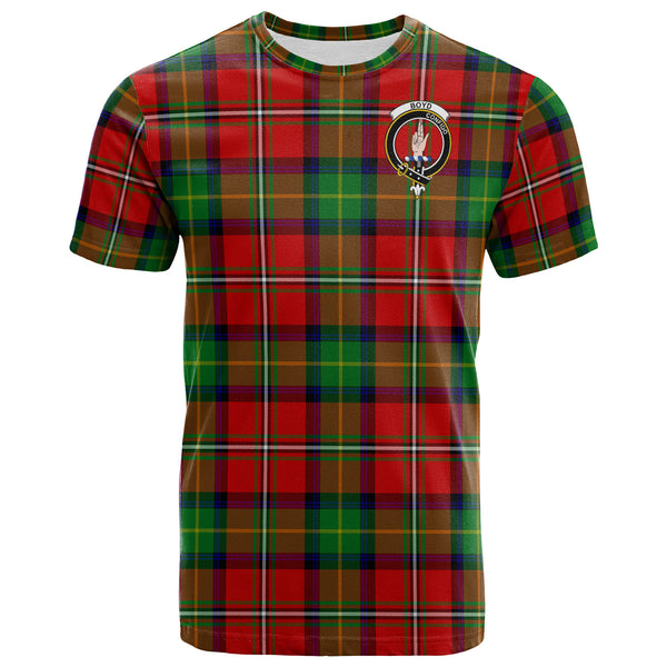 Scottish Boyd Clan Crest Tartan T-Shirt Front Side Tartan Plaid