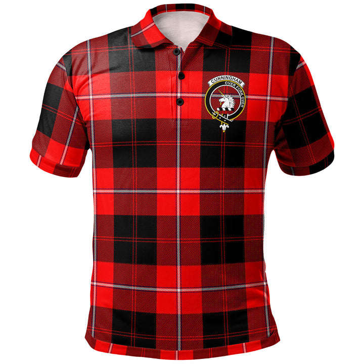 Scottish Cunningham Clan Crest Tartan Polo Shirt Front Side Tartan Plaid
