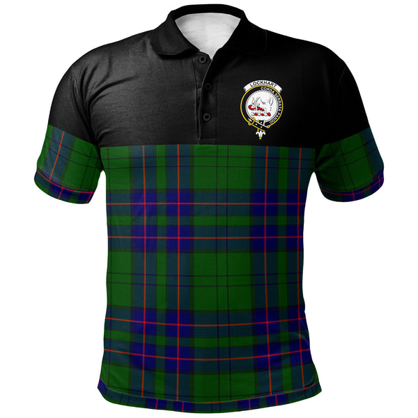 Scottish Lockhart Clan Crest Tartan Polo Shirt - Horizontal Style