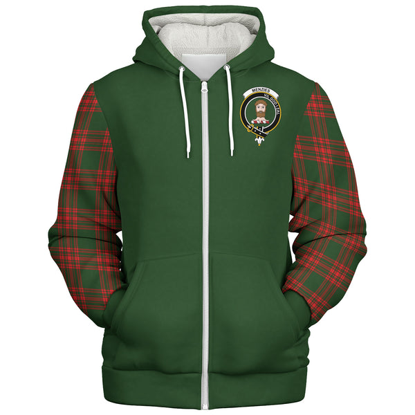Scottish Menzies Clan Crest Tartan Plaid Sleeve Sherpa Hoodie