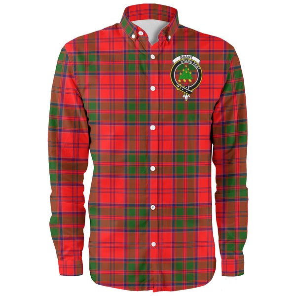 Scottish Grant Clan Crest Tartan Long Sleeve Shirt Front Side Tartan Plaid