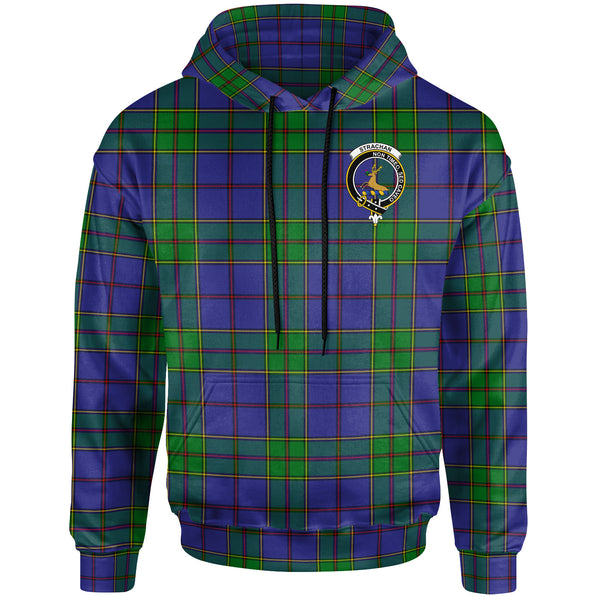 Scottish Strachan Clan Crest Tartan Hoodie Front Side Tartan Plaid