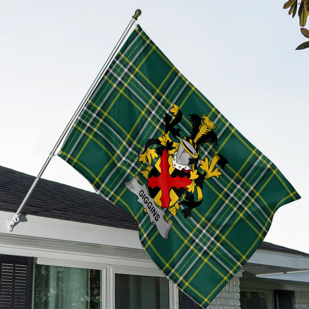 Irish Giggins Family Crest Tartan Flag Parade Horizontal Style ...