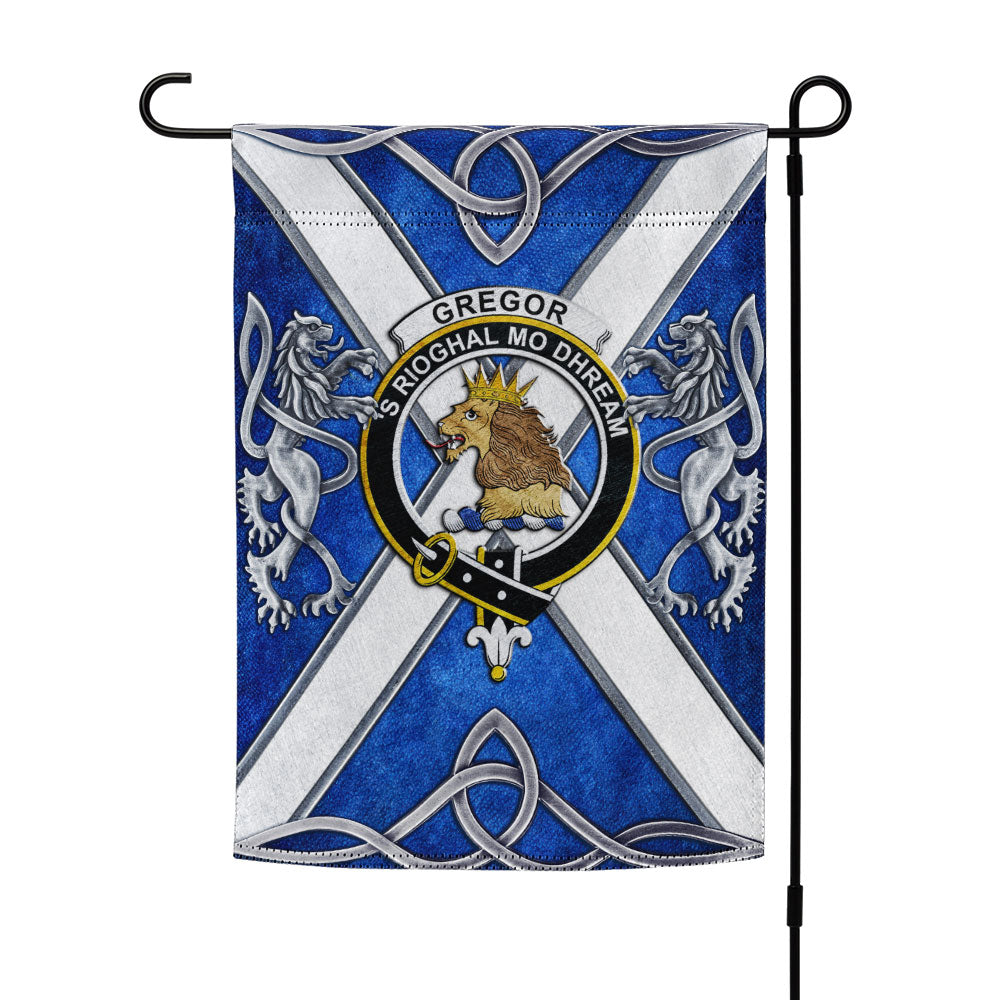 Coloraco Flag Scottish Gregor Clan Badge Garden Flag Silver Rampant Lion Emblem ...