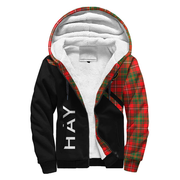 Scottish Hay Clan Crest Tartan Curve Sherpa Hoodie