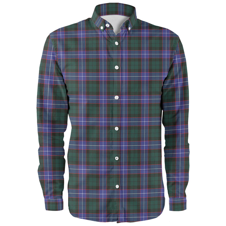 Scottish Hunter Modern Clan Tartan Long Sleeve Shirt Front Side Tartan Plaid